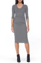 Women's Michael Stars Ruched Midi Dress - Grey