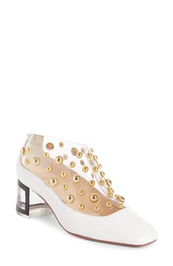 Women's Christian Louboutin Studded Clear Pump Us / 35eu - White