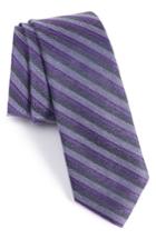 Men's Calibrate Como Stripe Silk Blend Skinny Tie, Size - Purple