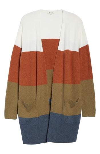 Women's Madewell Kent Colorblock Long Cardigan - Grey