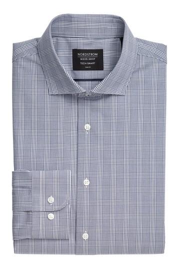 Men's Nordstrom Men's Shop Tech-smart Trim Fit Plaid Dress Shirt .5 32/33 - Blue