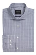 Men's Nordstrom Men's Shop Tech-smart Trim Fit Plaid Dress Shirt .5 32/33 - Blue