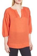 Women's Nordstrom Signature Pintuck Linen Peasant Top - Red