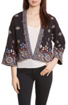 Women's Joie Brianny Embroidered Cardigan, Size - Black