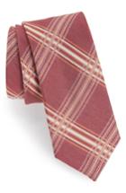 Men's The Tie Bar Kp Plaid Silk & Linen Tie, Size - Red
