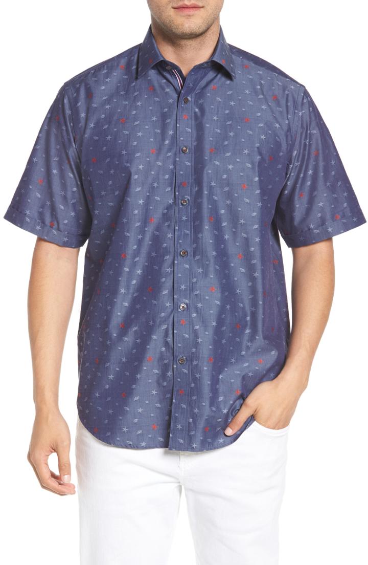 Men's Bugatchi Classic Fit Sea Star Print Sport Shirt