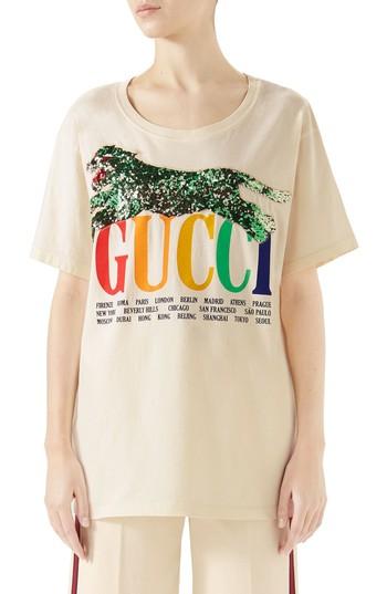 Women's Gucci Embellished Graphic Tee - Ivory