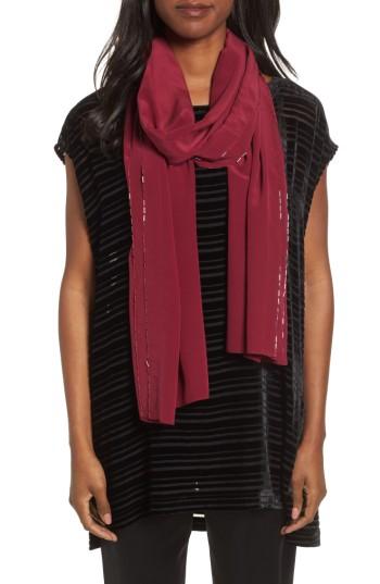 Women's Eileen Fisher Beaded Silk Scarf, Size - Red