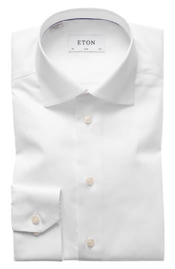 Men's Eton Slim Fit Twill Dress Shirt - White