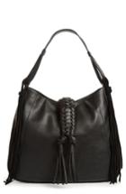 Sole Society Vale Faux Leather Hobo Bag - Black