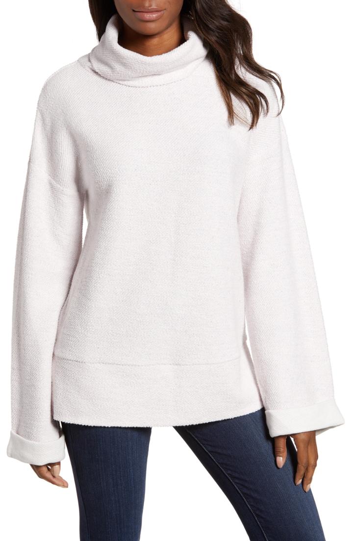 Women's Caslon Tweed Cowl Neck Sweater - Purple