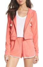 Women's Make + Model Baby Crop Terry Zip Hoodie - Coral