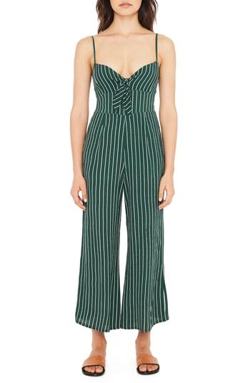 Women's Faithfull The Brand Presley Stripe Tie Front Jumpsuit - Green