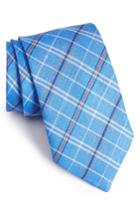 Men's David Donahue Plaid Linen & Silk Tie, Size - Blue