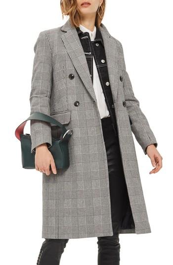 Women's Topshop Double Breasted Coat Us (fits Like 0-2) - Grey