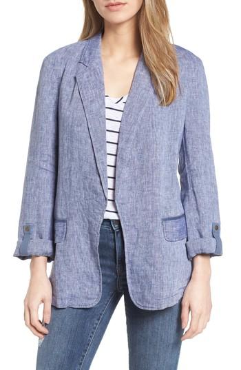 Women's Caslon Linen Boyfriend Blazer - Blue