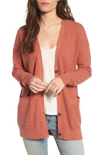 Women's Hinge Pointelle Cardigan Sweater - Coral