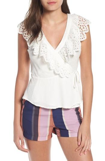 Women's 4si3nna Eyelet Wrap Top - White