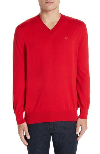 Men's Comme Des Garcons Cotton Logo Sweater - Red