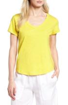 Women's Eileen Fisher V-neck Organic Cotton Tee, Size - Yellow