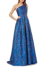 Women's Carmen Marc Valvo Infusion One-shoulder Ball Gown - Blue