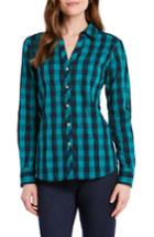 Women's Foxcroft Mary Buffalo Check Crinkle Shirt - Blue/green
