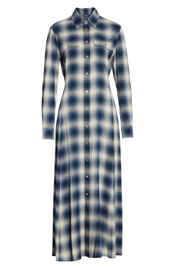 Women's Polo Ralph Lauren Plaid Midi Shirtdress - Blue