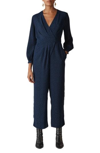 Women's Whistles Animal Jacquard Tie Jumpsuit Us / 4 Uk - Blue