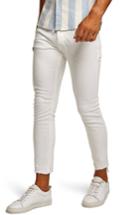 Men's Topman Raw Hem Skinny Fit Jeans R - White