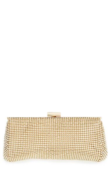 Glint Crystal Mesh Clutch - Metallic