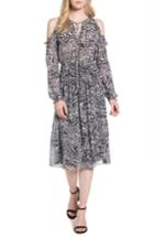 Women's Michael Michael Kors Big Cat Print Cold Shoulder Dress - Black