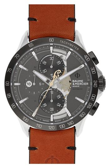 Men's Baume & Mercier Clifton Limited Edition Leather Strap Watch, 44mm