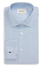 Men's Ted Baker London Forestr Trim Fit Geometric Dress Shirt 32/33 - Blue