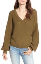 Women's Bp. V Neck Cotton Sweater, Size - Green
