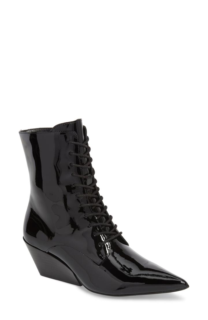 Women's Calvin Klein Jeans Faith Pointy Toe Laced Bootie .5 M - Black