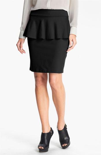 Kensie Peplum Ponte Skirt Black Small