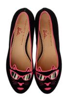 Women's Charlotte Olympia X Barbie Pretty In Pink Kitty Flat Eu - Black