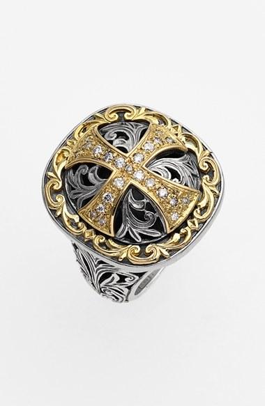 Women's Konstantino 'diamond Classics' Diamond Cross Two-tone Ring
