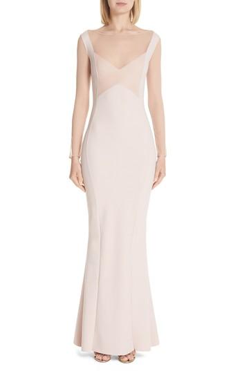 Women's Chiara Boni La Petite Robe Abros Illusion Trumpet Gown - Beige