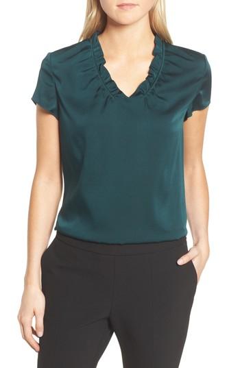 Women's Boss Isamara Stretch Silk Top - Green