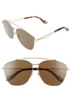 Women's Givenchy 65mm Round Aviator Sunglasses - Gold