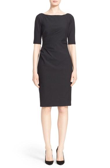 Women's Lela Rose Side Ruched Stretch Twill Dress