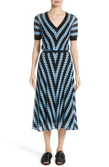 Women's Missoni Chevron Knit Midi Dress Us / 48 It - Blue