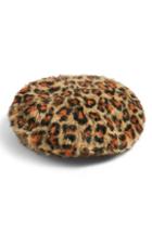 Women's Topshop Leopard Spot Faux Fur Beret - Beige