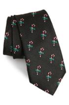 Men's Nordstrom Men's Shop Candy Canes Silk Tie, Size - Black