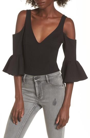 Women's Devlin Sage Cold Shoulder Thong Bodysuit - Black