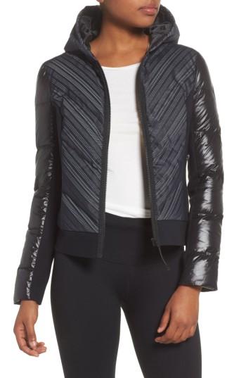 Women's Blanc Noir Chevron Reflective Puffer Jacket - Black