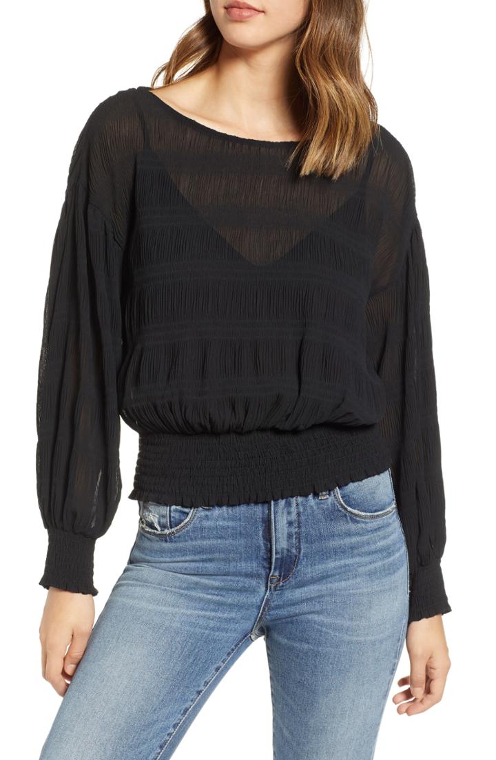 Women's Astr The Label Smocked Top - Black