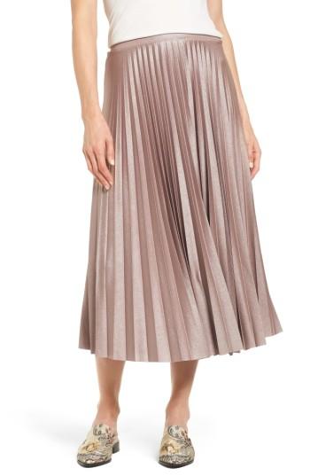 Women's Halogen Metallic Pleat Midi Skirt, Size - Pink