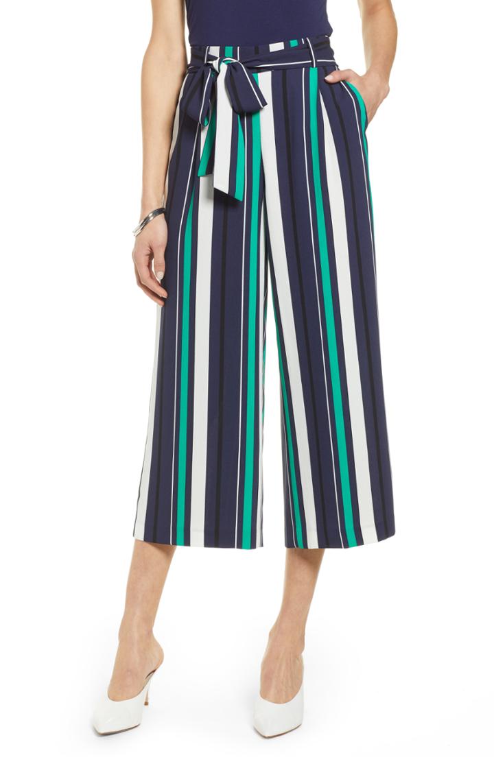 Petite Women's Halogen Wide Leg Crop Pants, Size P - Blue